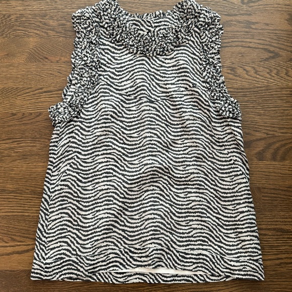 FRENCH CONNECTION Ruffle zebra tank top shirt Size US 6 - Picture 1 of 7